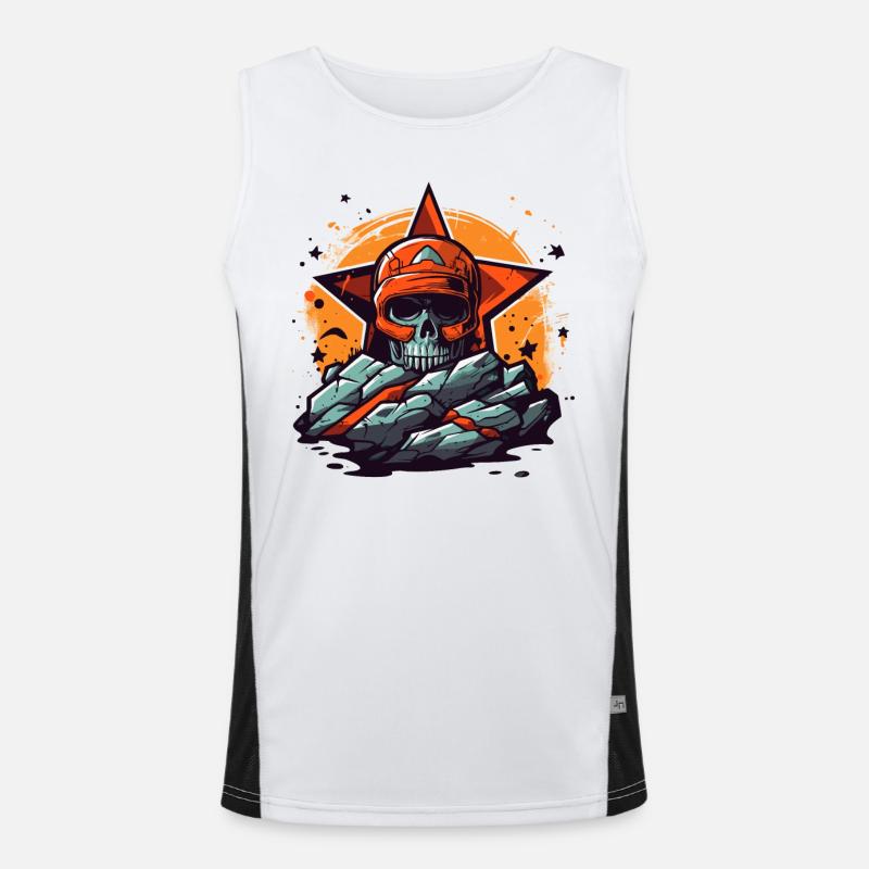 Rocks and a Star Skull - Men's Functional Contrast Tank Top - white/black