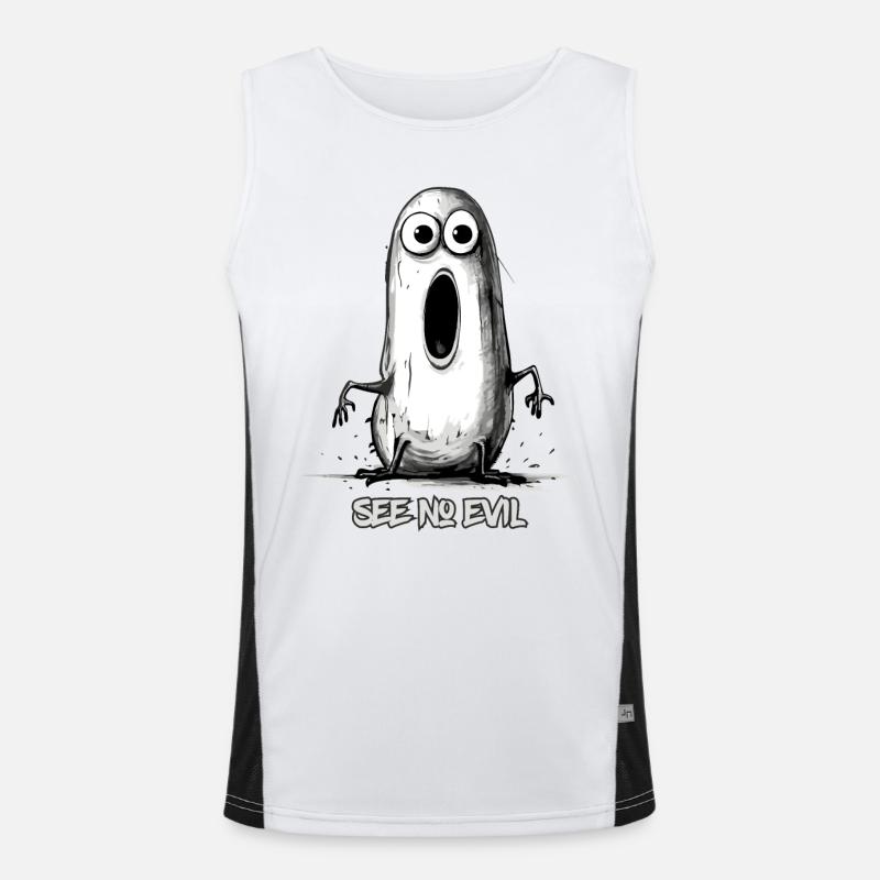 Don't see evil, funny worm Men's Functional Contrast Tank Top 