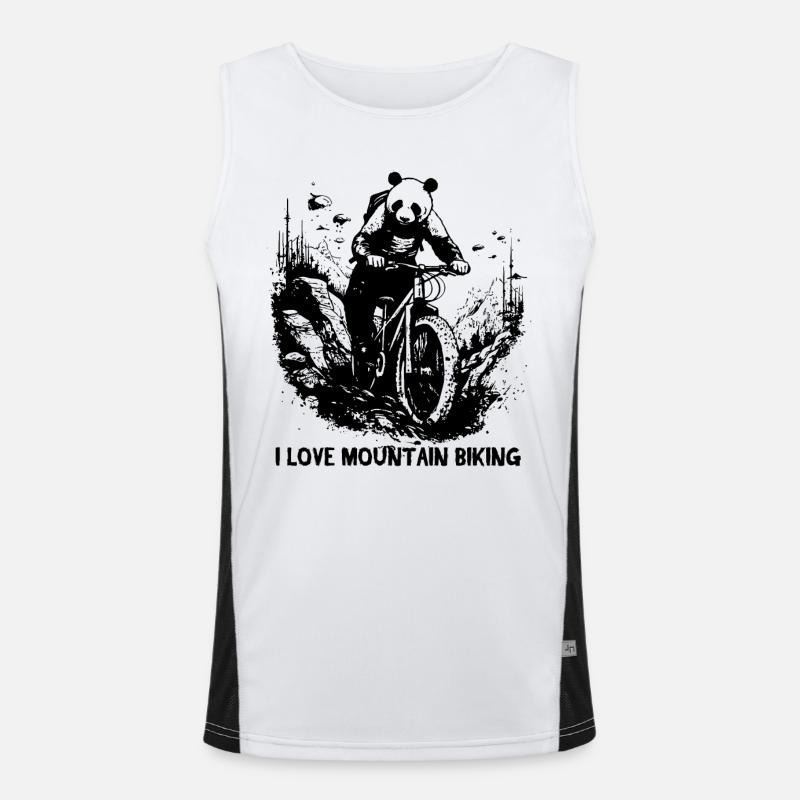 Panda Bär Biker, Ich liebe Mountainbiken Funktionelles Kontrast-Tank Top für Männer 