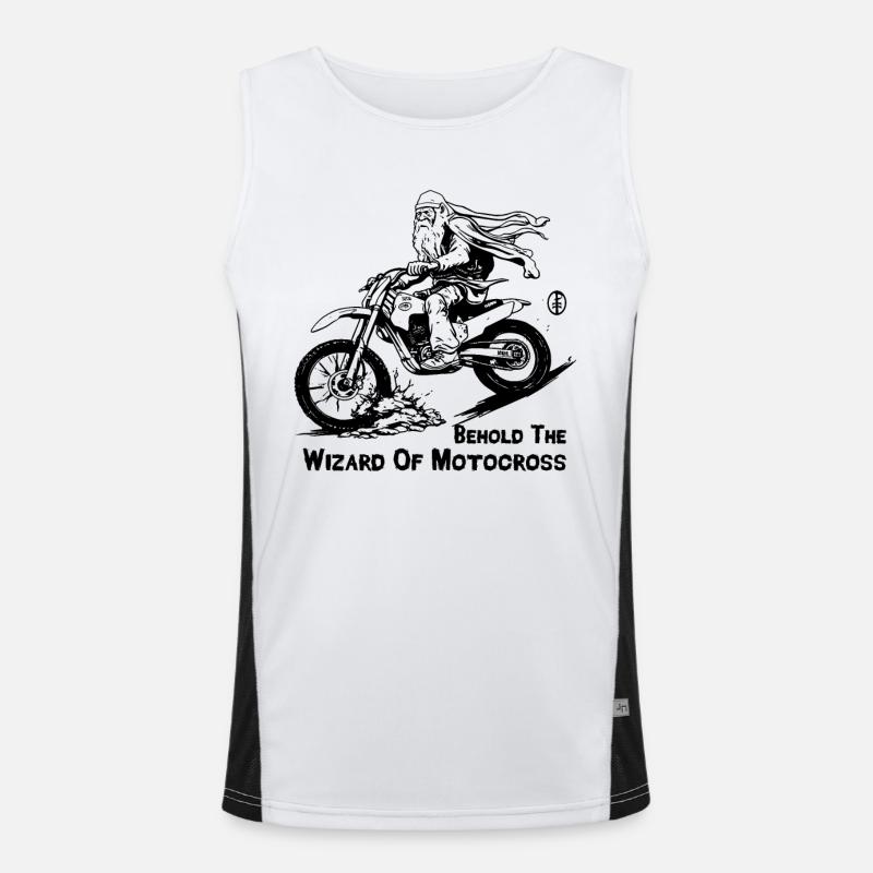 Schau her, der Zauberer des Motocross Funktionelles Kontrast-Tank Top für Männer 