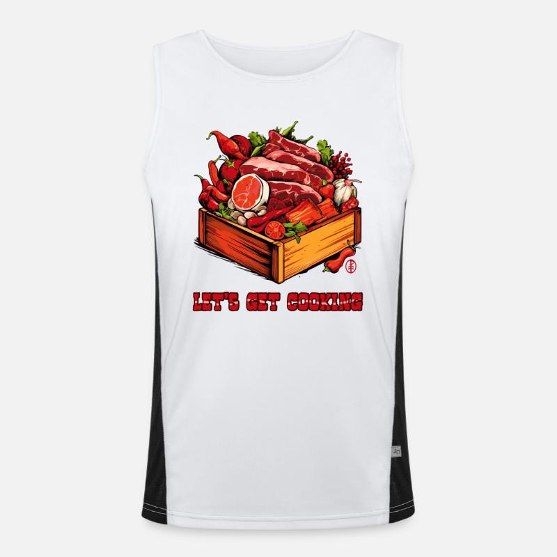 Lass uns Fleisch und Gemüse kochen Funktionelles Kontrast-Tank Top für Männer 