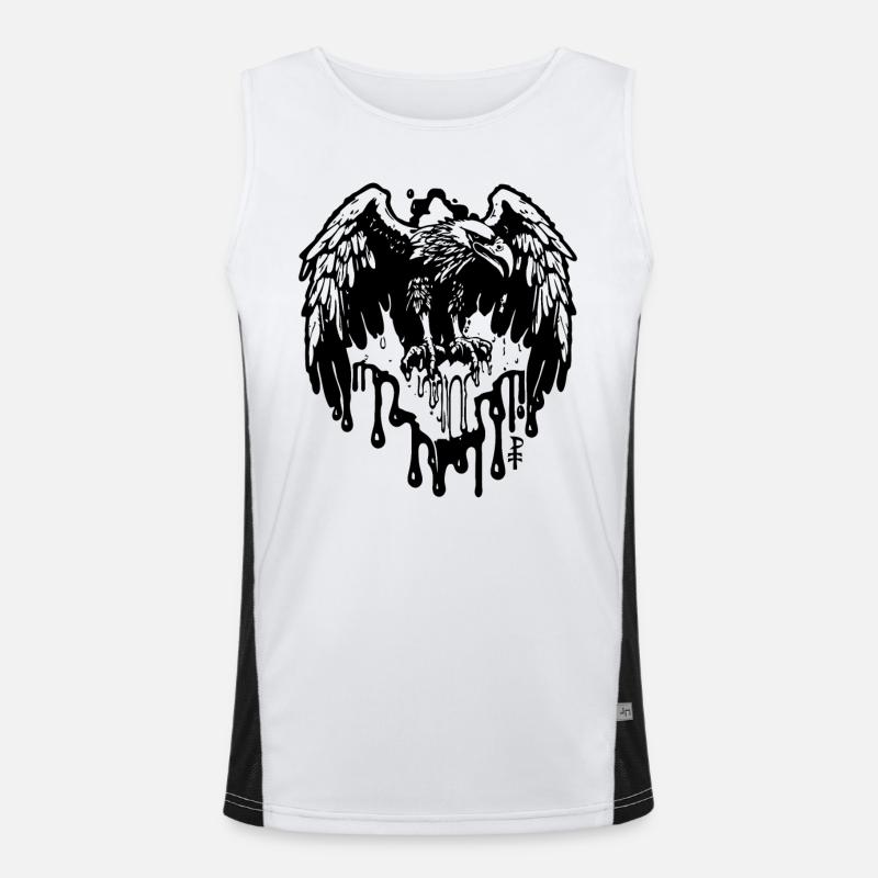 Black Ink Dripping Eagle - Men's Functional Contrast Tank Top  - white/black