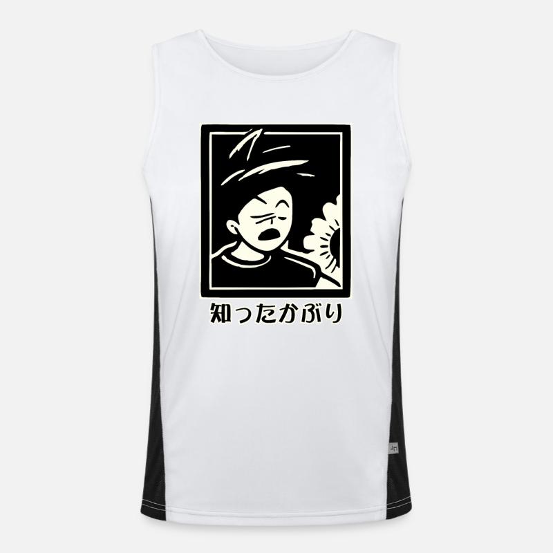 知ったかぶり Shittakaburi - The Know-It-All - Men's Functional Contrast Tank Top - white/black