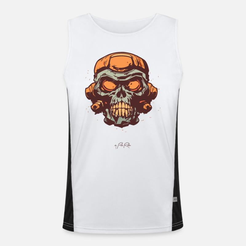 Retro Vintage Comic Cartoon Totenkopf Funktionelles Kontrast-Tank Top für Männer 