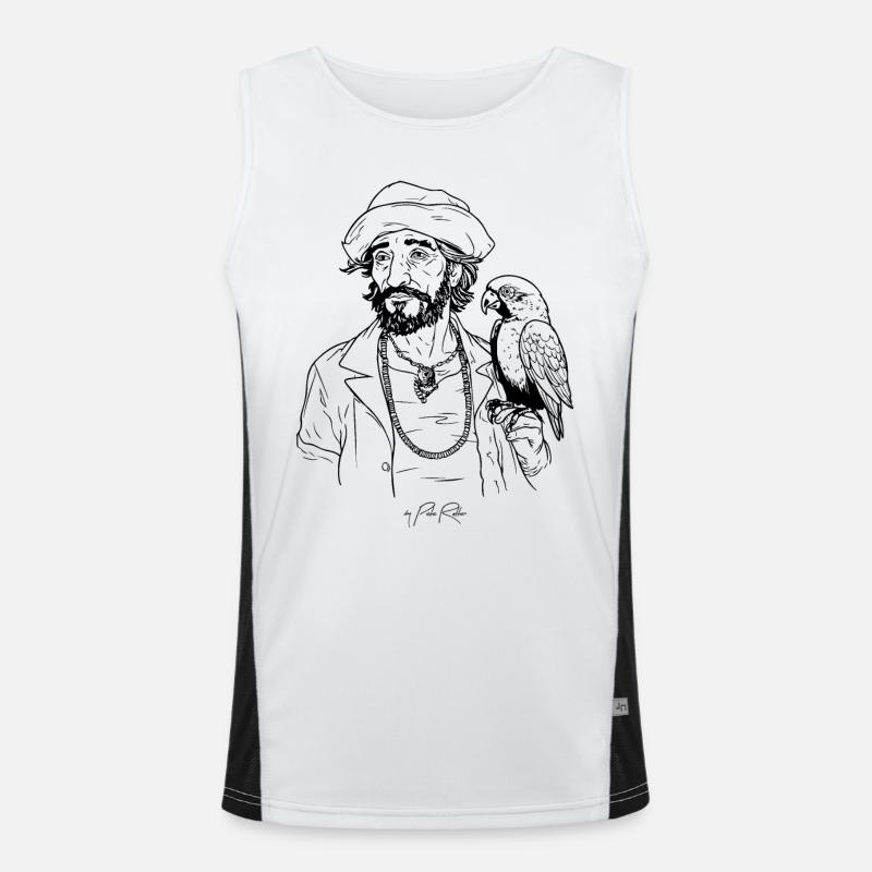 Pirate attrayant avec perroquet Débardeur respirant contrasté Homme 