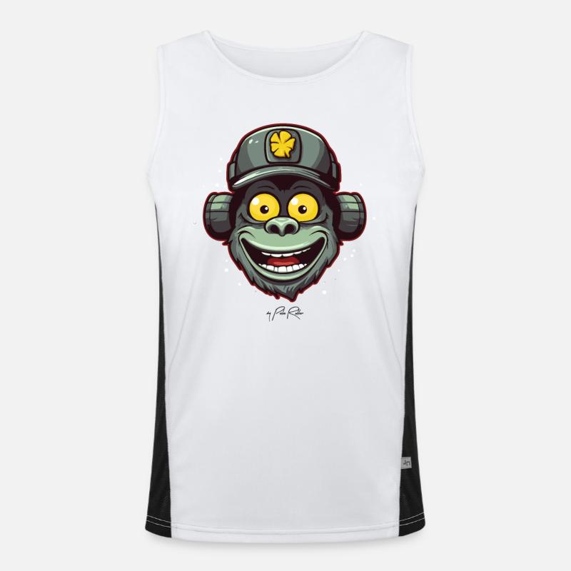 Funky, funny, friendly monkey - Men's Functional Contrast Tank Top  - white/black