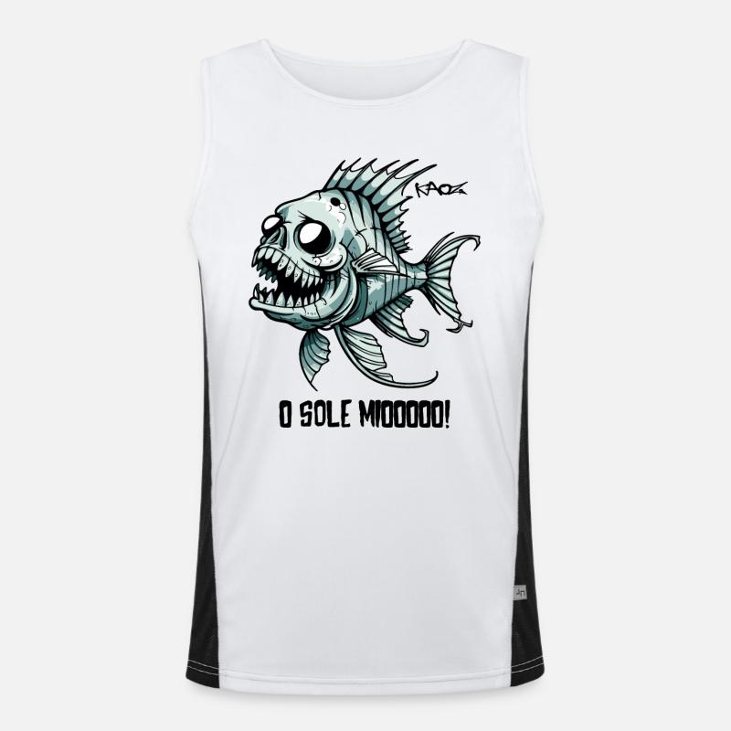 Zombie Skeleton Skull Operettas Fish - Men's Functional Contrast Tank Top - white/black
