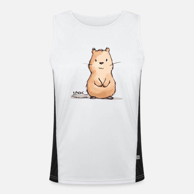 Cute chubby beaver Men's Functional Contrast Tank Top 