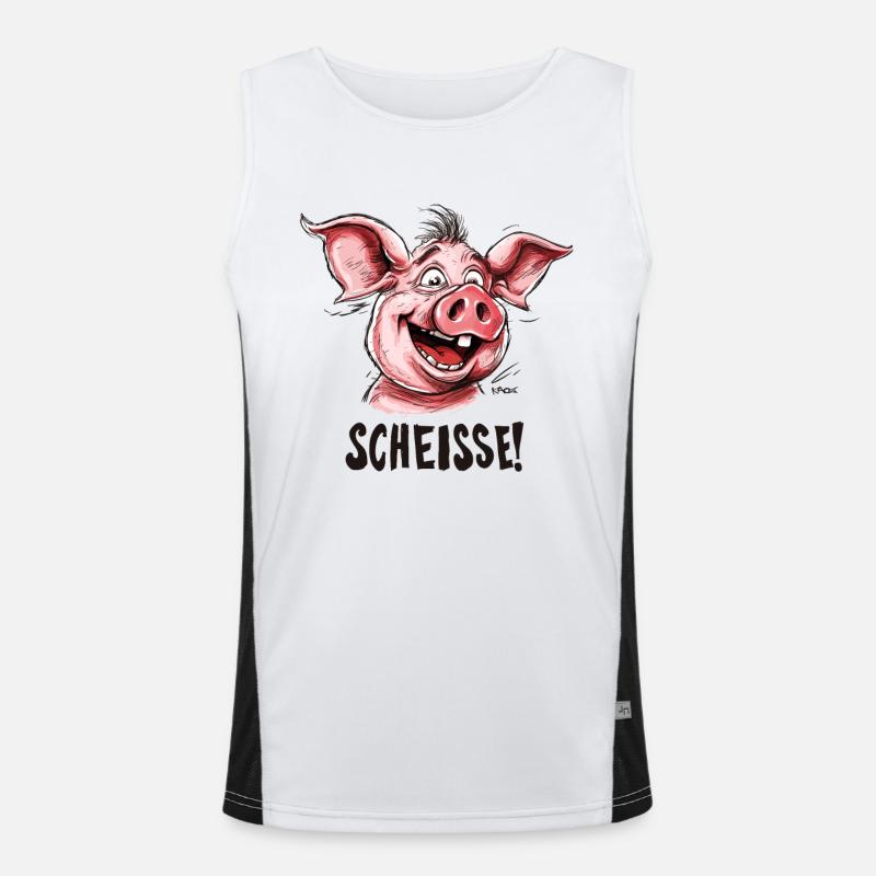 Scheiße, ein kleines Schwein Funktionelles Kontrast-Tank Top für Männer 