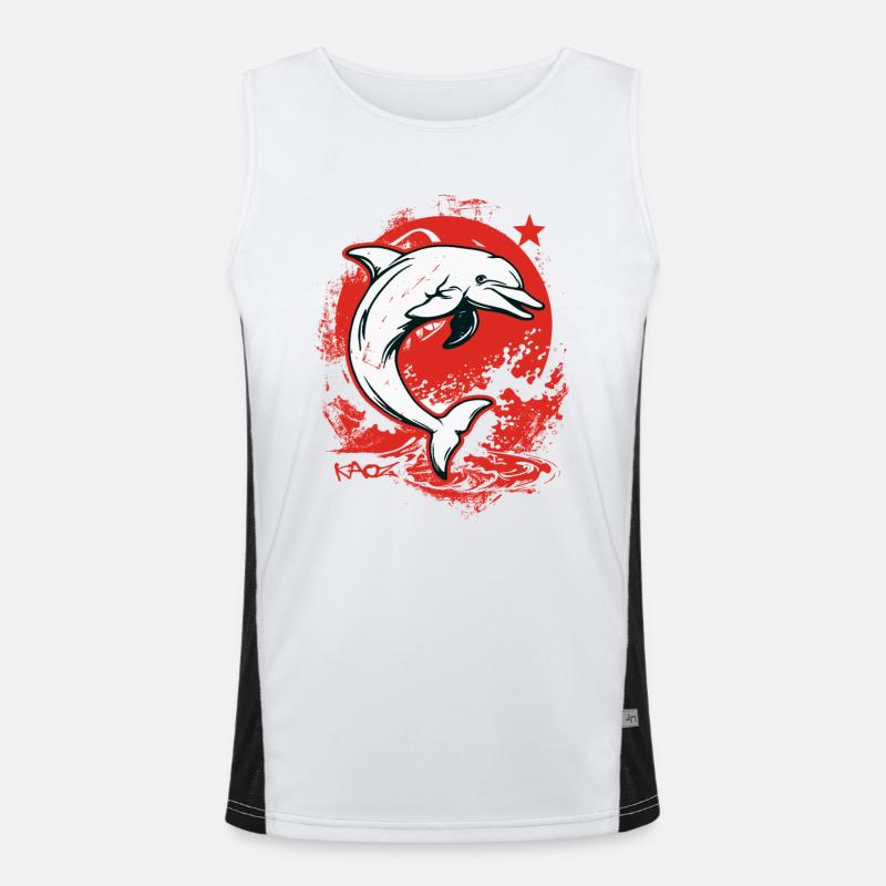 Parody with Star Dolphin Buddy - Men's Functional Contrast Tank Top  - white/black