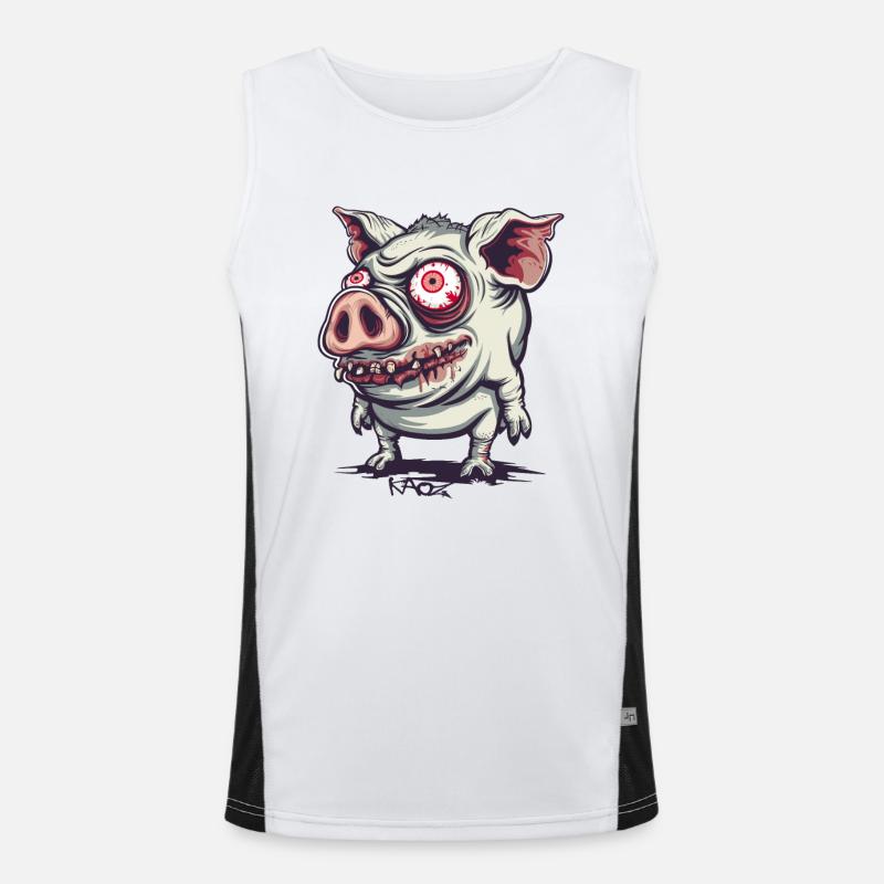 Cochon zombie mignon et bizarre Débardeur respirant contrasté Homme 