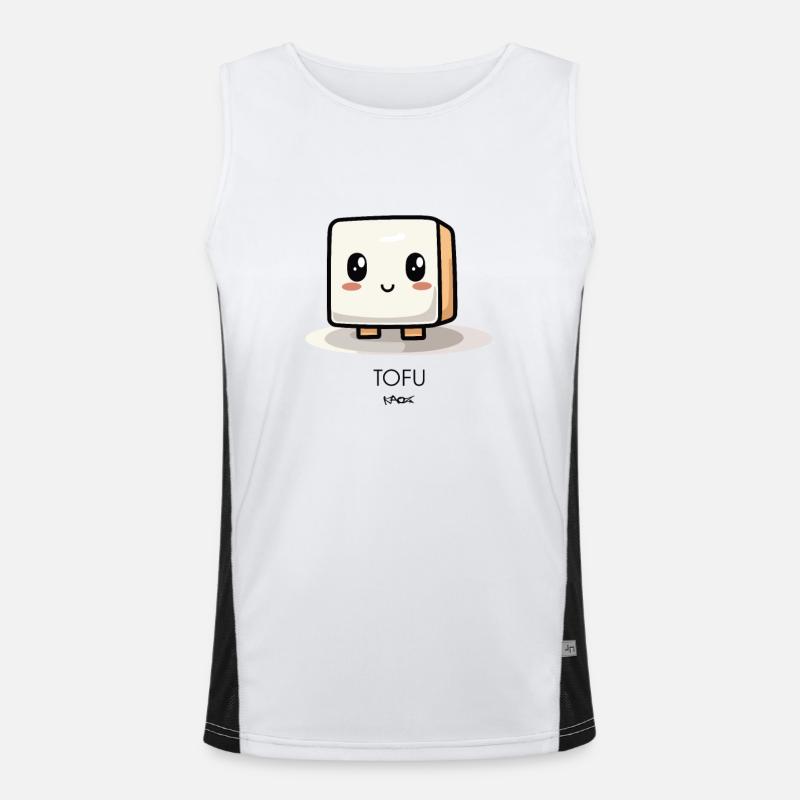 Cute Chibi Anime: Kawaii Tofu Men's Functional Contrast Tank Top 