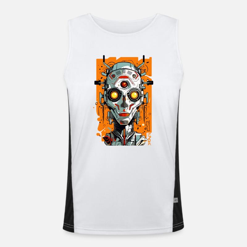 Cyborg Guy: Science Fiction Future Men's Functional Contrast Tank Top 