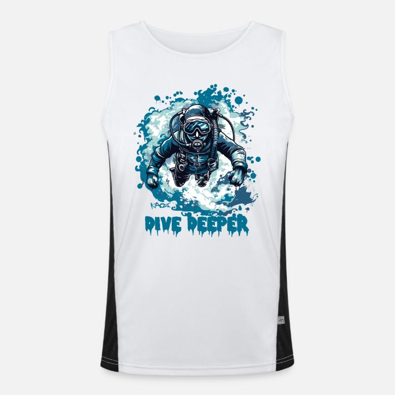 Dive Deeper: Scuba Diver - Men's Functional Contrast Tank Top  - white/black