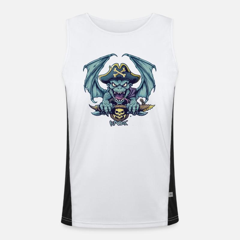 Powerful Gargoyle Monster Pirate - Men's Functional Contrast Tank Top  - white/black