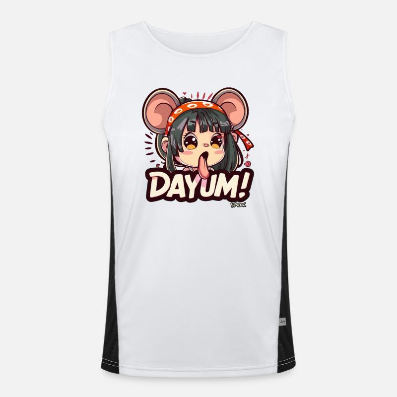 Damn! Cool anime mouse girl is amazed Men's Functional Contrast Tank Top 