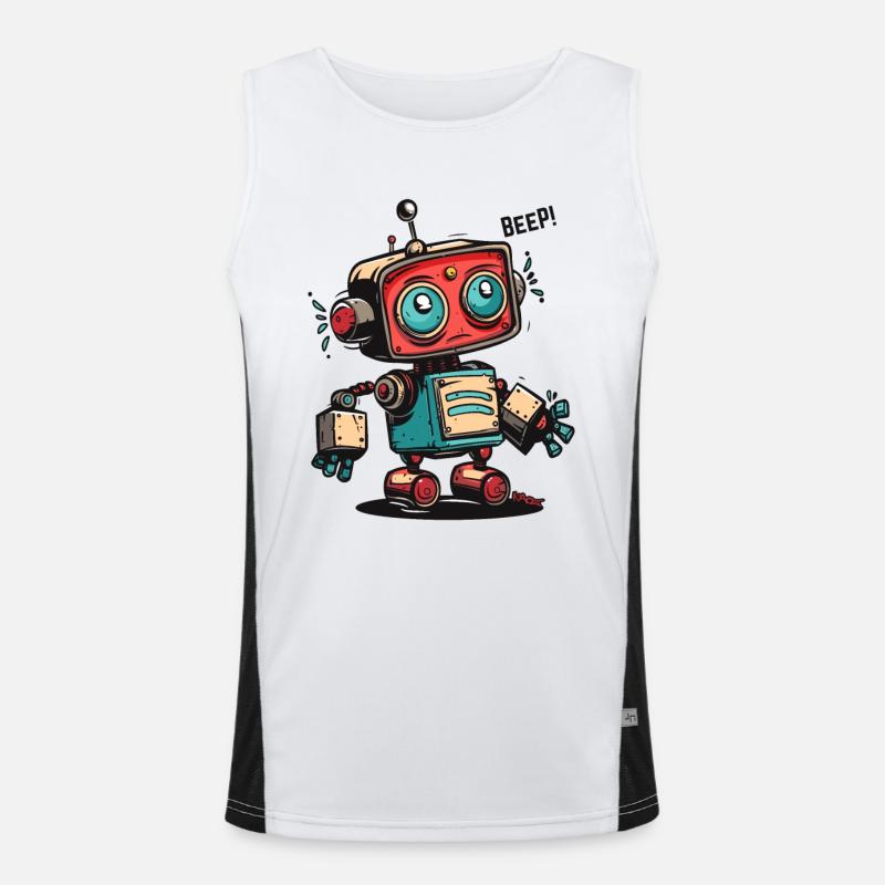 Beep Beep, here comes the cartoon robot Men's Functional Contrast Tank Top 