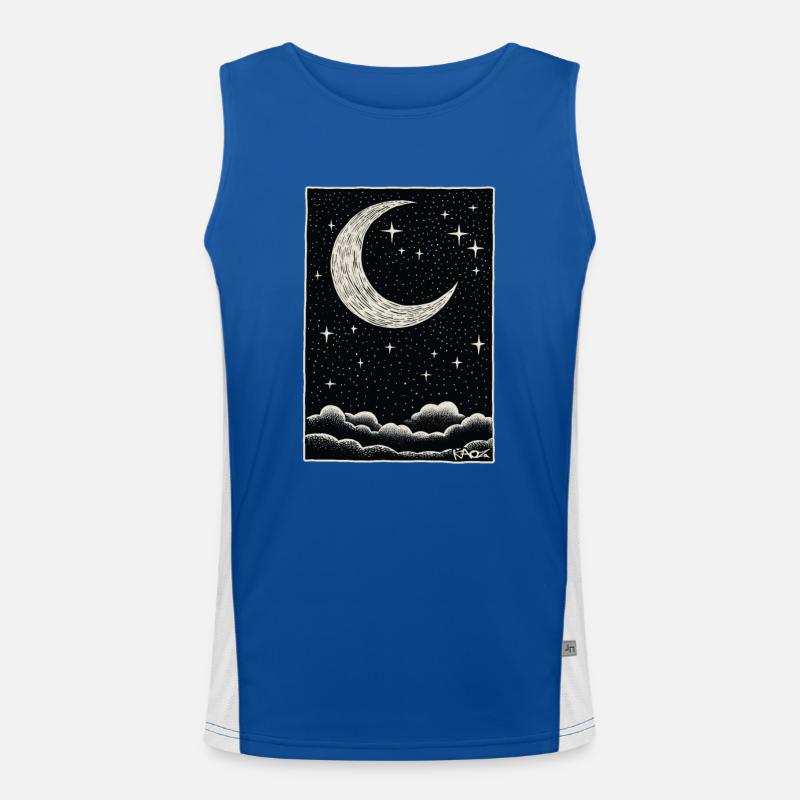 Sleeping clouds, moon and stars Men's Functional Contrast Tank Top 