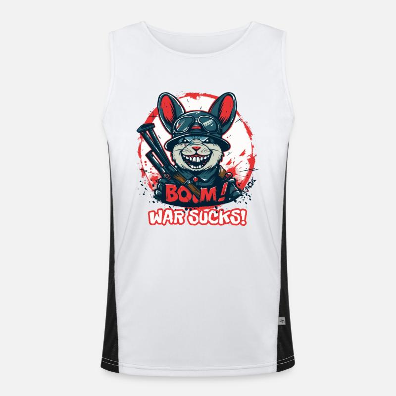 War is crap: Soldier, Explosion, Bunny Men's Functional Contrast Tank Top 