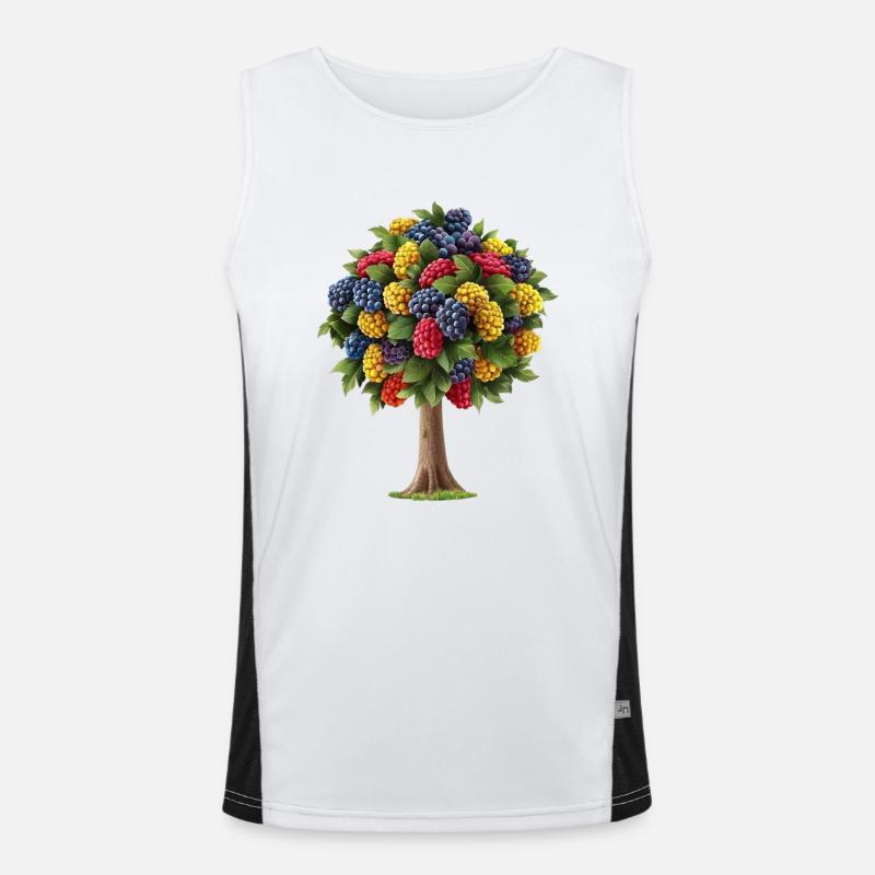 Bunter Baum Mit Fruchtigen Beeren Funktionelles Kontrast-Tank Top für Männer 