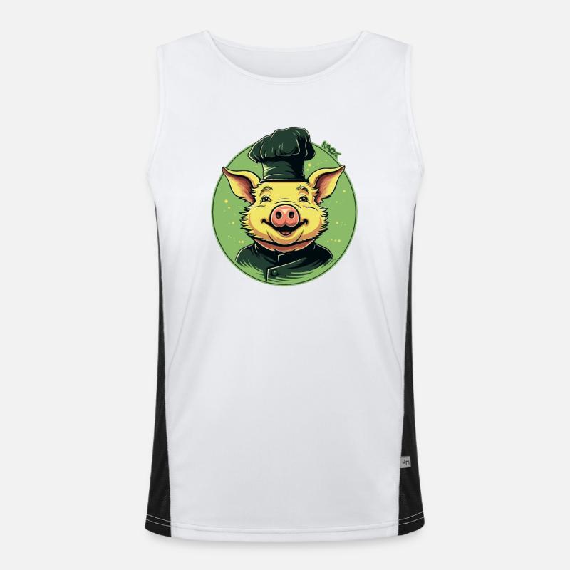 A sow is the chef's pig with cap, cook Men's Functional Contrast Tank Top 