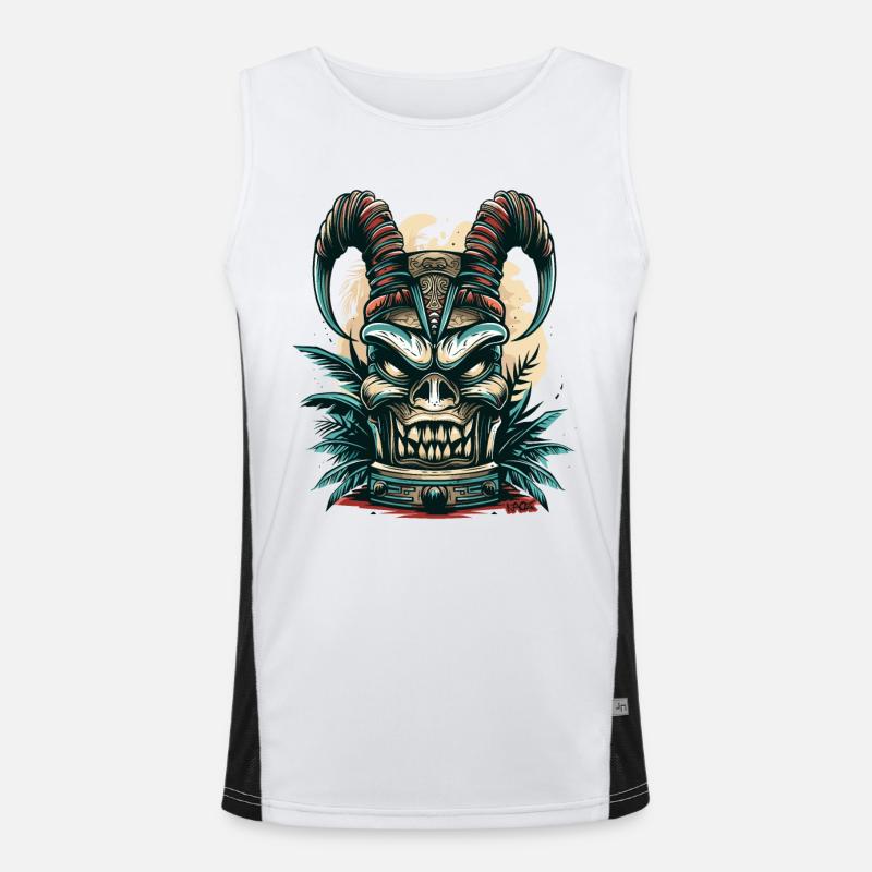 Hawaii Devil's Tiki - Men's Functional Contrast Tank Top  - white/black
