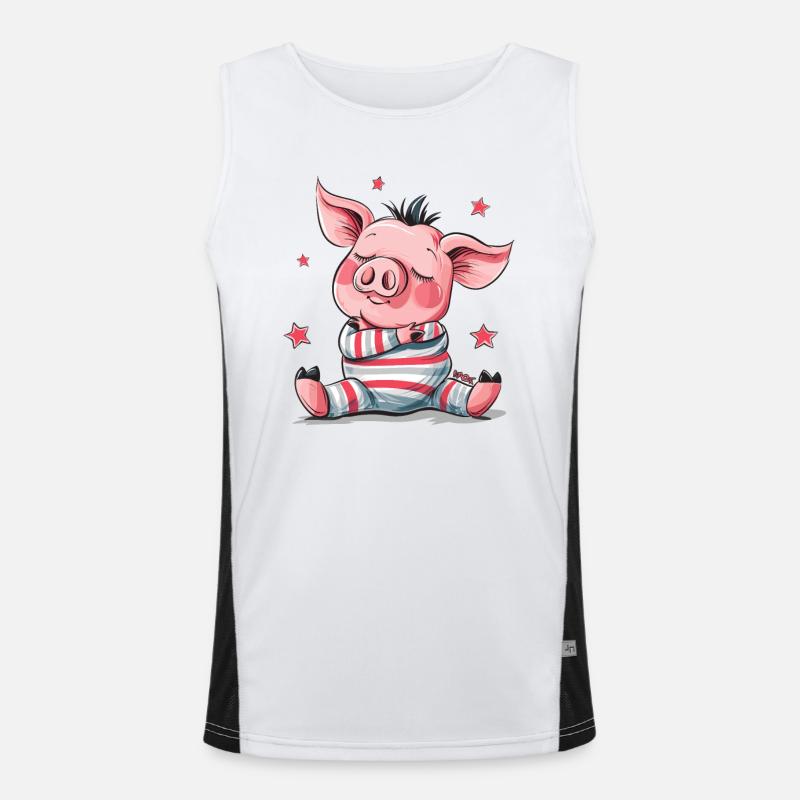 Cochon mignon qui dort Débardeur respirant contrasté Homme 