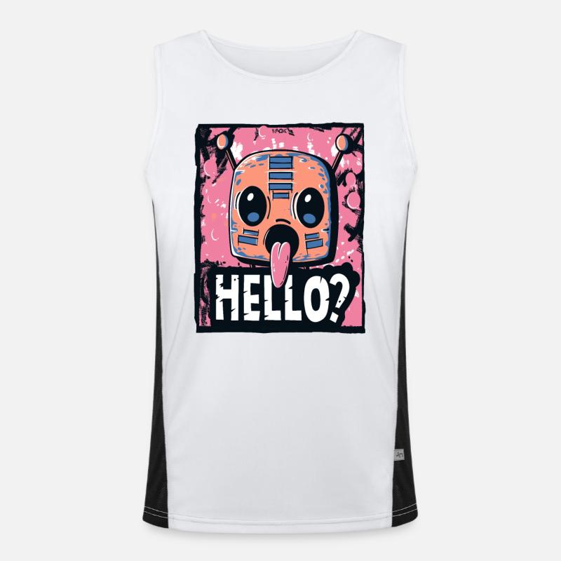 Eager robot says hello Men's Functional Contrast Tank Top 