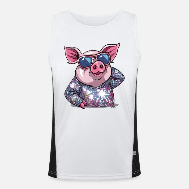 Cochon de danse disco scintillante Diva Débardeur respirant contrasté Homme 
