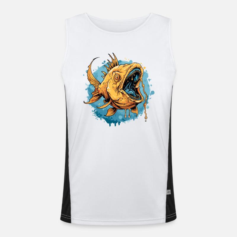 A terrible deep sea fish from the horror sea Men's Functional Contrast Tank Top 