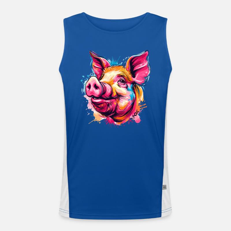 Buntes Farbspritzer Schwein Funktionelles Kontrast-Tank Top für Männer 