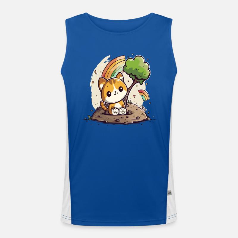 Niedliche Regenbogen-Kätzchen-Katze Funktionelles Kontrast-Tank Top für Männer 
