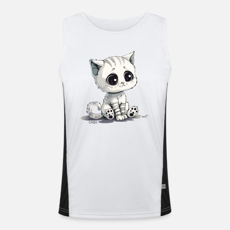 Cute little sad kitten - Men's Functional Contrast Tank Top  - white/black