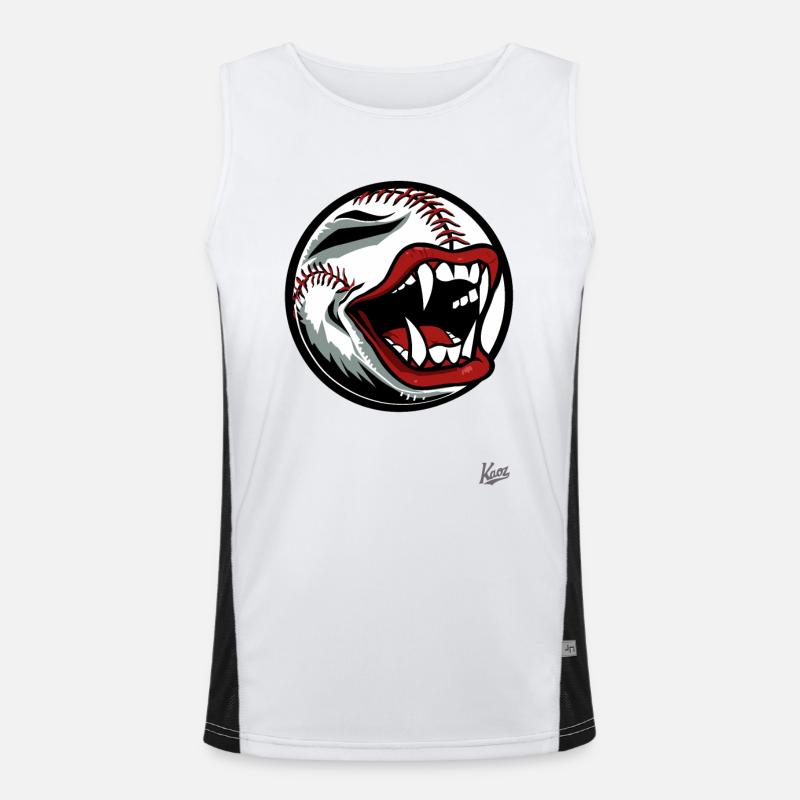 Mascotte de baseball avec des dents de vampire Débardeur respirant contrasté Homme 