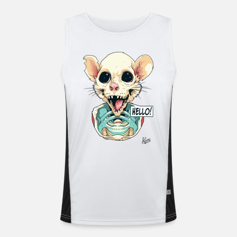 Hamster rat skeleton says hello Men's Functional Contrast Tank Top 