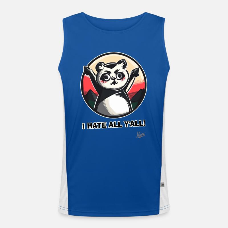 Angry Cute Panda: I Hate All Humans Men's Functional Contrast Tank Top 