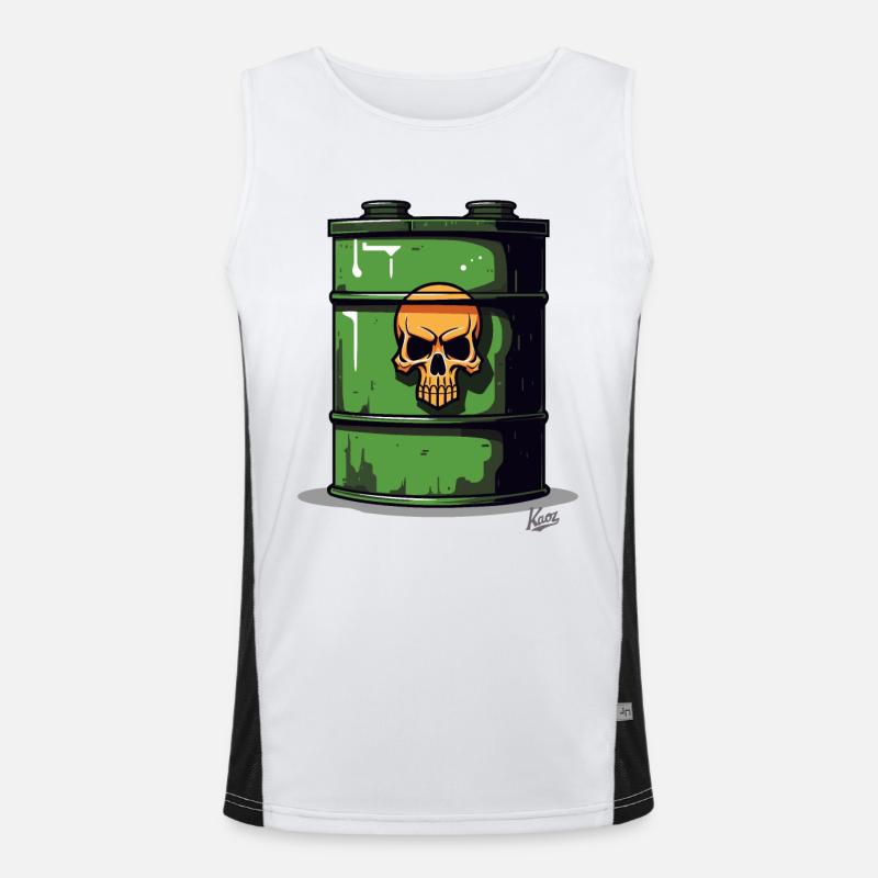 Comic bins: Toxic waste barrel with orange skull Men's Functional Contrast Tank Top 