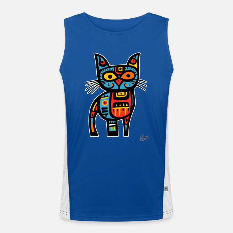 Abstract Cubism Art, Stupid Cat Men's Functional Contrast Tank Top 