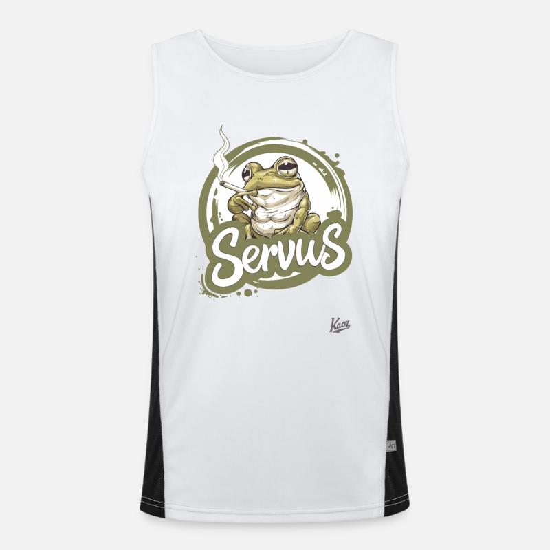 Ein cooler rauchender Frosch sagt: Servus Funktionelles Kontrast-Tank Top für Männer 