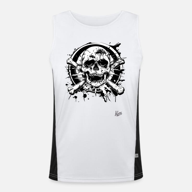 Trash Core: Totenköpfe und Knochen Funktionelles Kontrast-Tank Top für Männer 