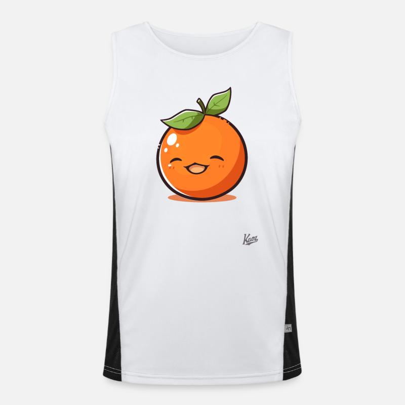 Happy, Cute, Smile, Orange Fruit Men's Functional Contrast Tank Top 