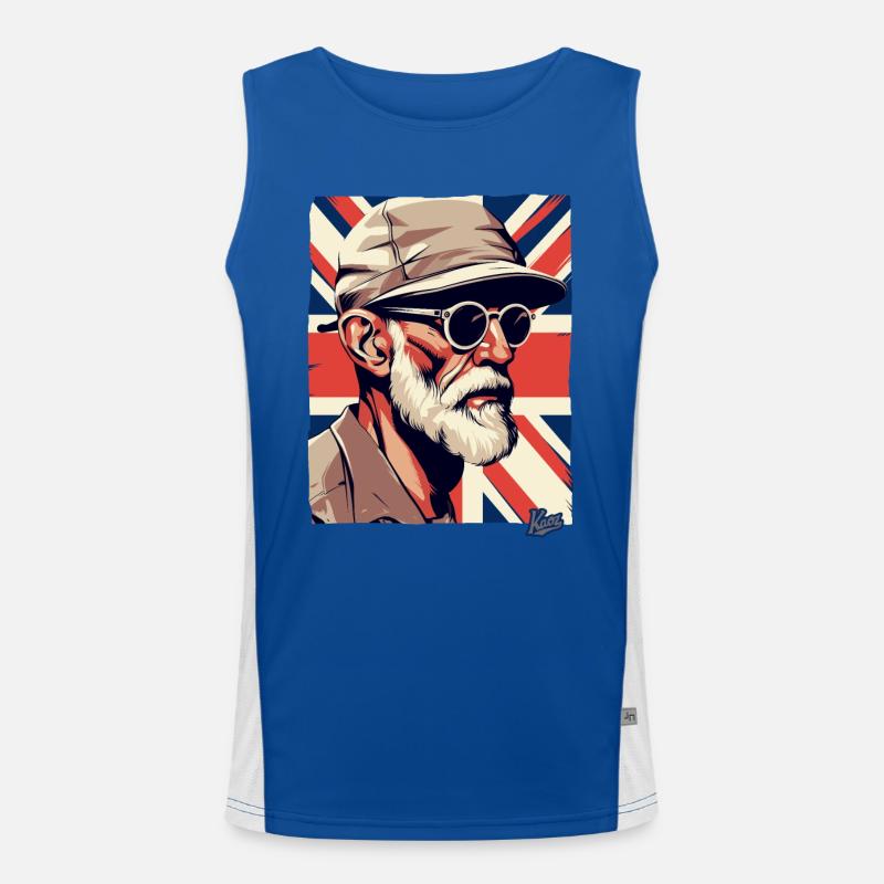 britischer alter Kerl und britische Flagge Funktionelles Kontrast-Tank Top für Männer 