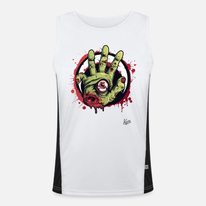 Zombies Live : Main de zombie vert avec œil Débardeur respirant contrasté Homme 