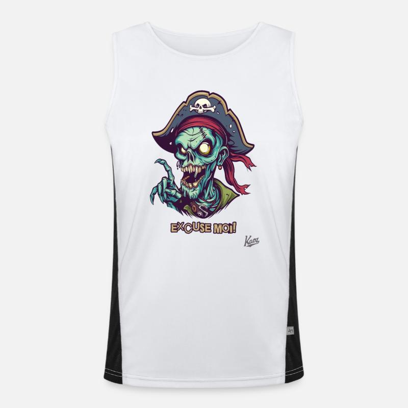 French Pirate Zombie: Excuse Moi Men's Functional Contrast Tank Top 