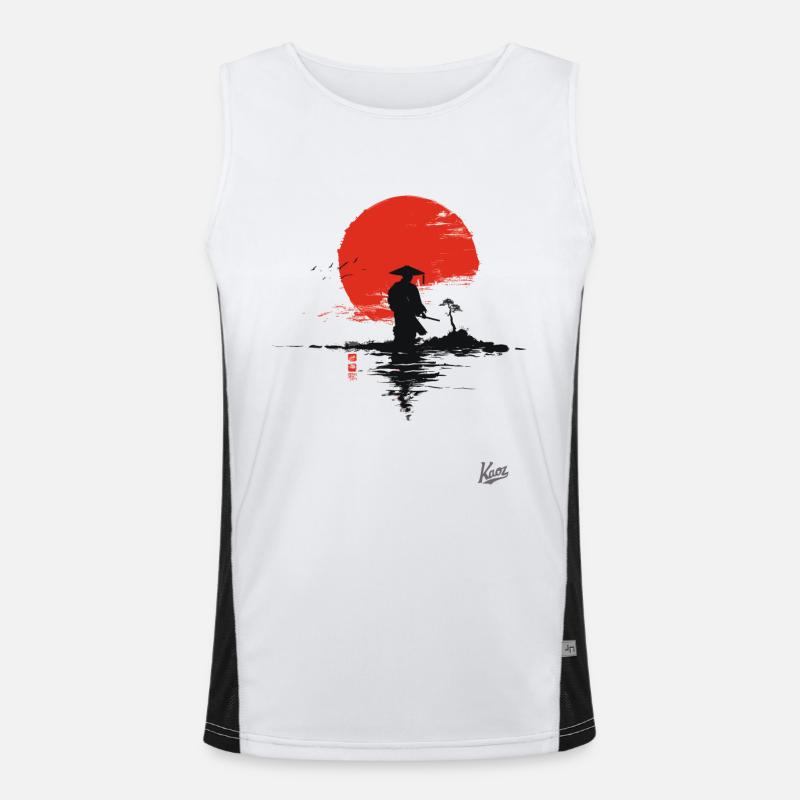 Japanische Tradition – Edo Rote Sonne mit Fischer Funktionelles Kontrast-Tank Top für Männer 