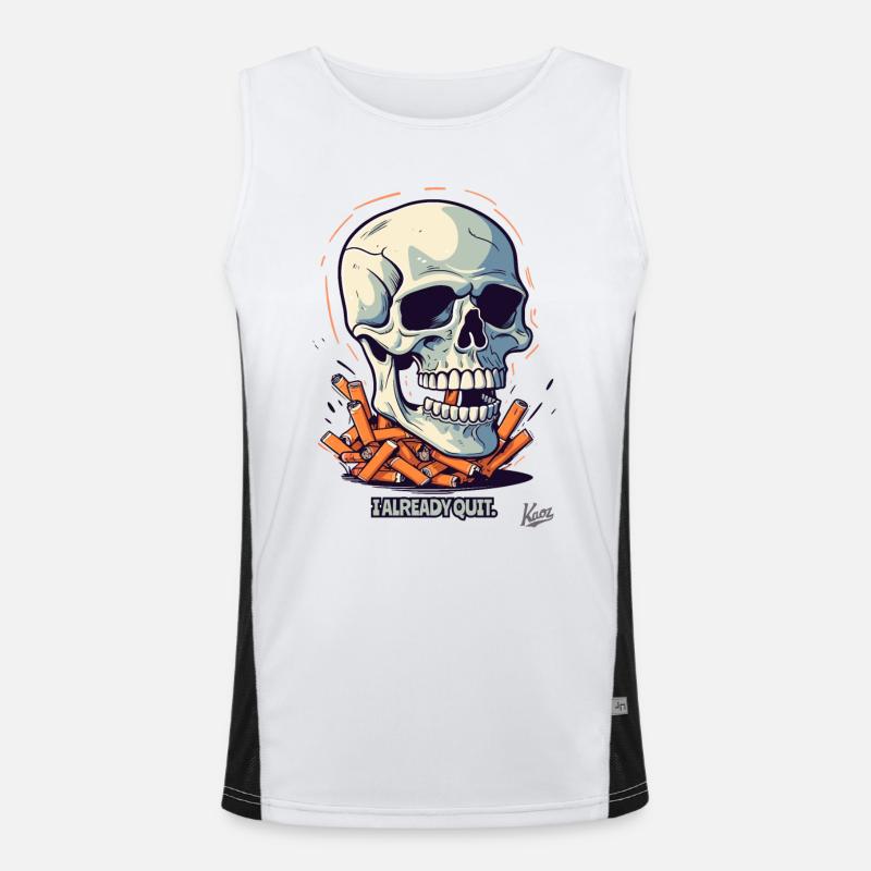 Quitting smoking: cigarettes and skull Men's Functional Contrast Tank Top 