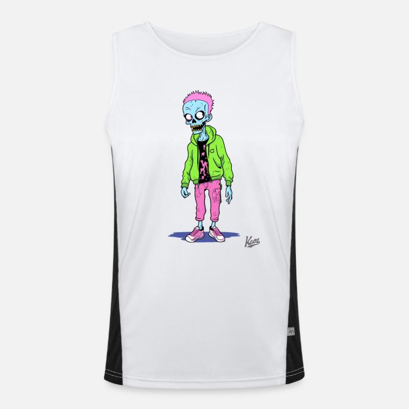 Crazy Funny Cartoon Zombie Skeleton Men's Functional Contrast Tank Top 