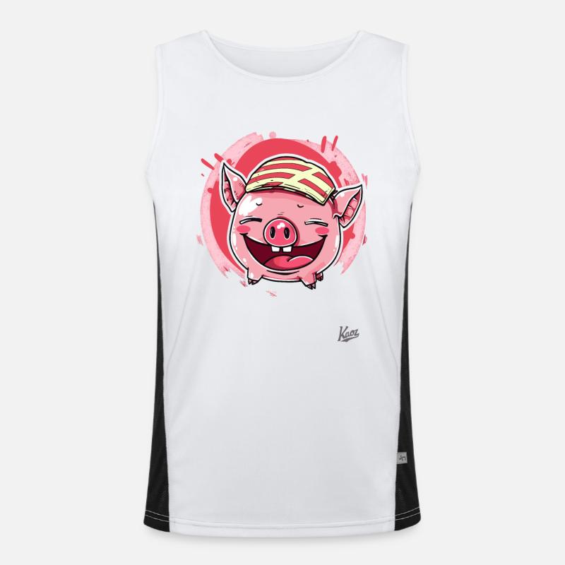 Happy, funny pig Men's Functional Contrast Tank Top 