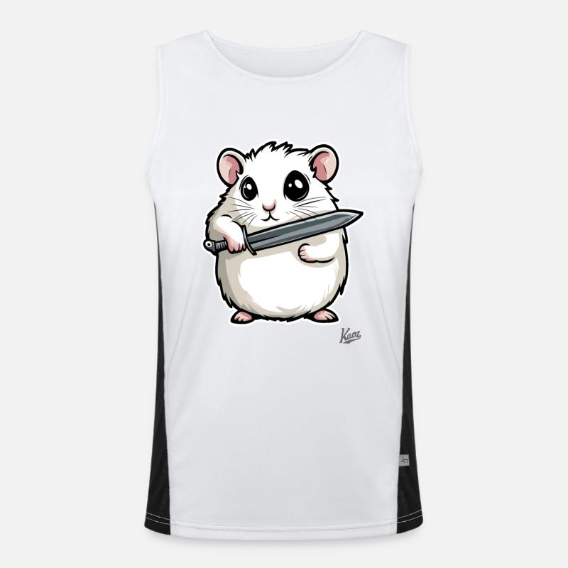 Lustiger Hamster mit Messer Funktionelles Kontrast-Tank Top für Männer 