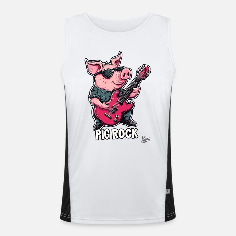 Guitar Playing Rock Pig Men's Functional Contrast Tank Top 